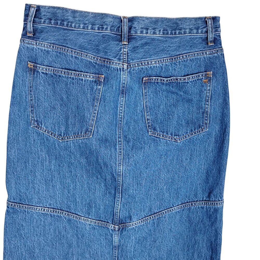 Madewell Denim Maxi Skirt Size 31 Medium Blue Wash 23" Slit Down Front Pockets - Picture 7 of 11